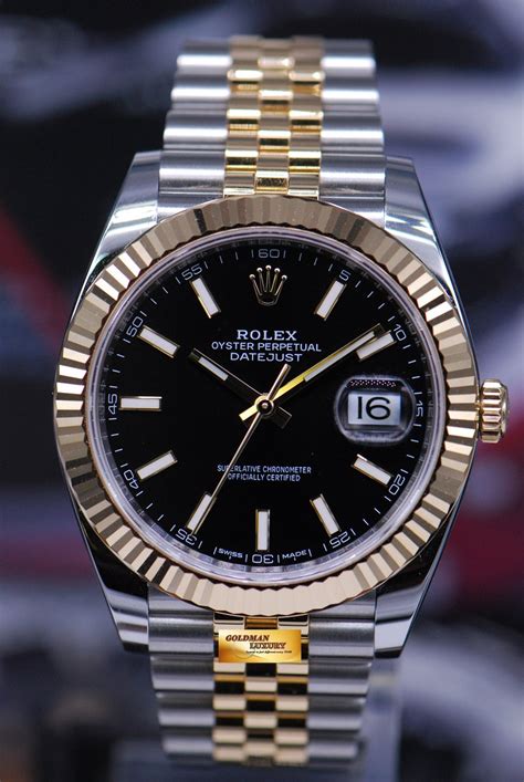 rolex oyster perpetual datejust gold and black|rolex datejust 41 reference 126300.